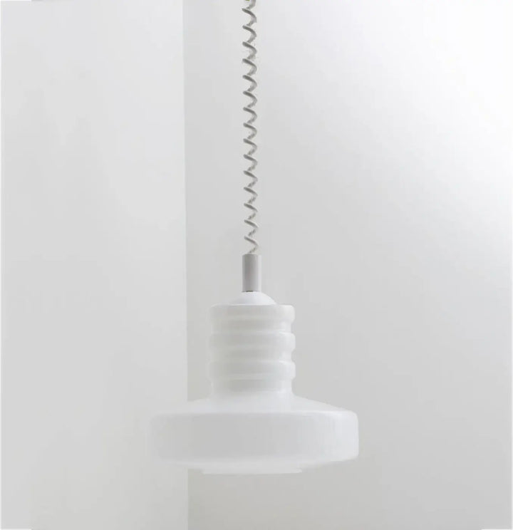 Suspension scandinave Verre Blanc et Câble Torsadé 