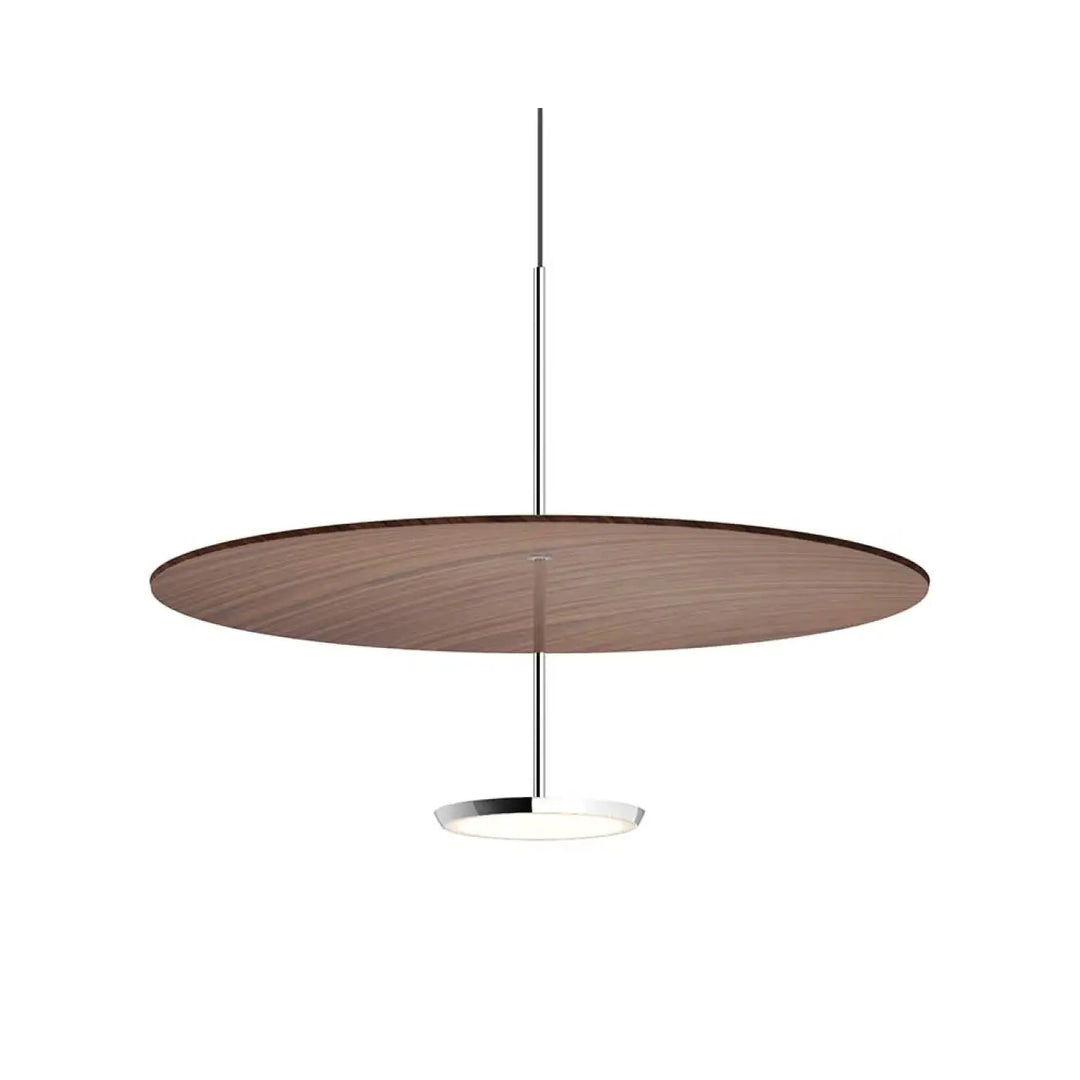 Suspension Sky Dome, abat-jour en noyer et corps aluminium poli, 61 cm