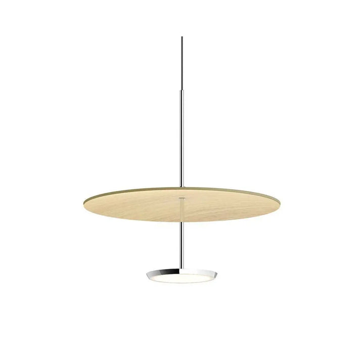 Suspension Sky Dome, abat-jour en chêne et corps aluminium poli, 45,8 cm