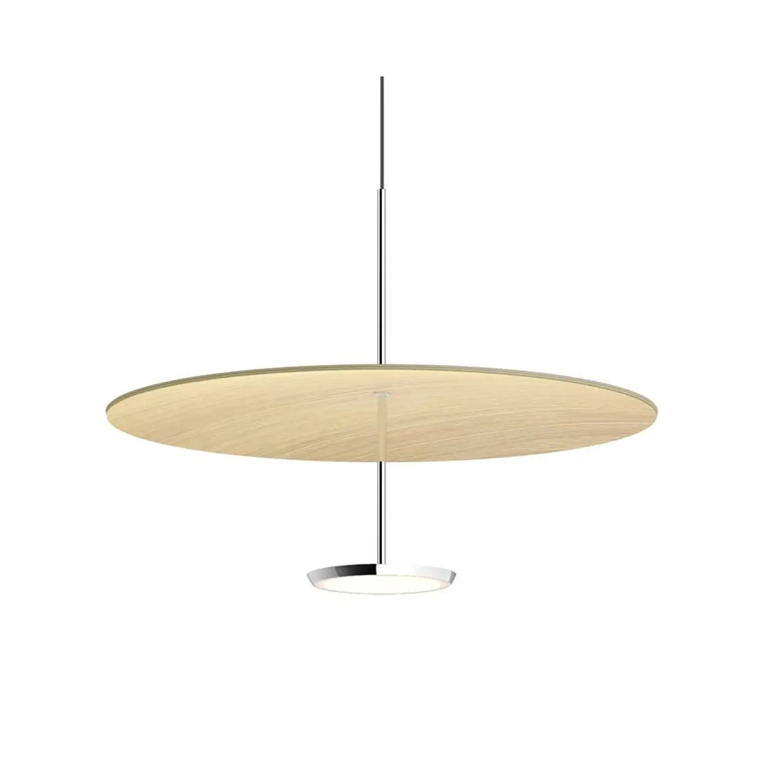 Suspension Sky Dome, abat-jour en chêne et corps aluminium poli, 61 cm