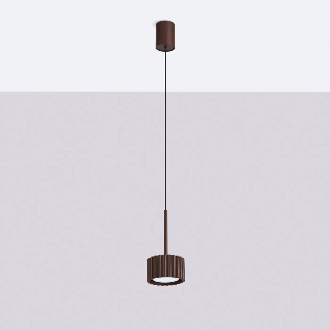 Suspension Aura marron à spot cannelé, éteinte
