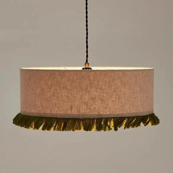 Suspension tissu avec franges vertes style vintage décor
