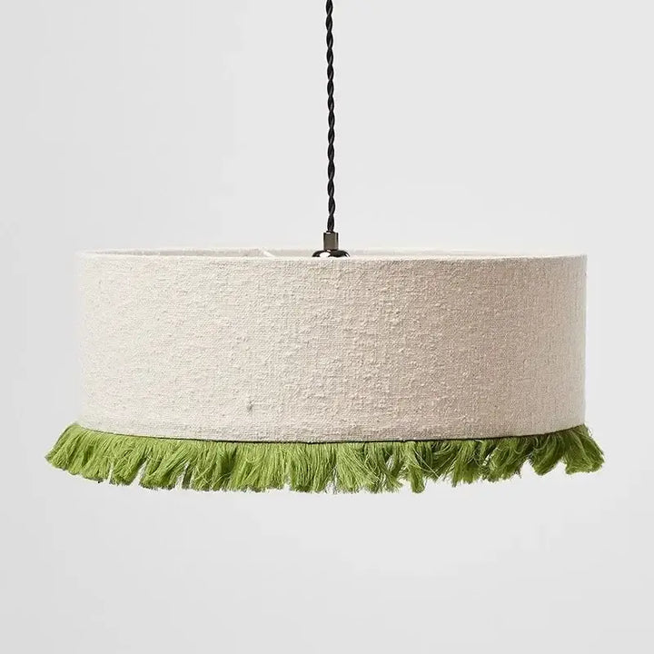 Suspension tissu avec franges vertes style vintage décor
