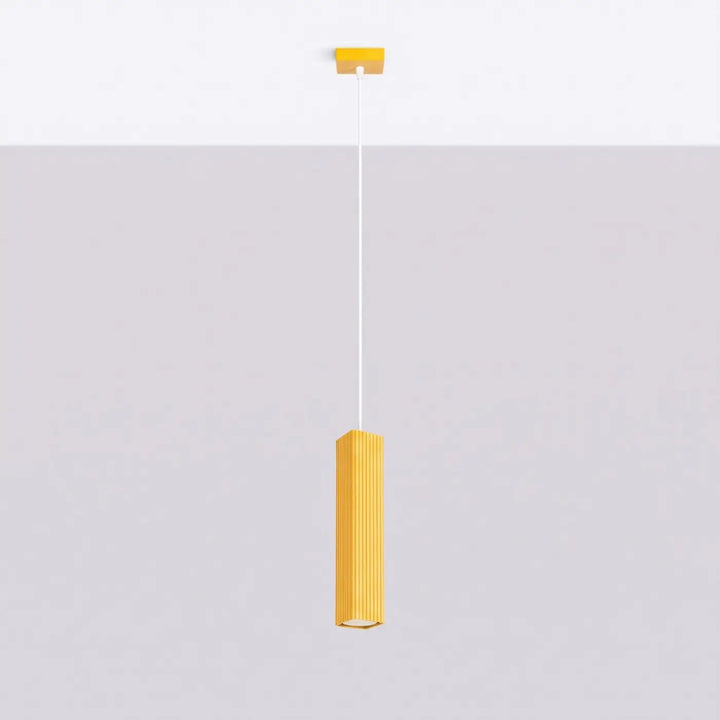 Suspension Rayo jaune à tube cannelé, éteinte