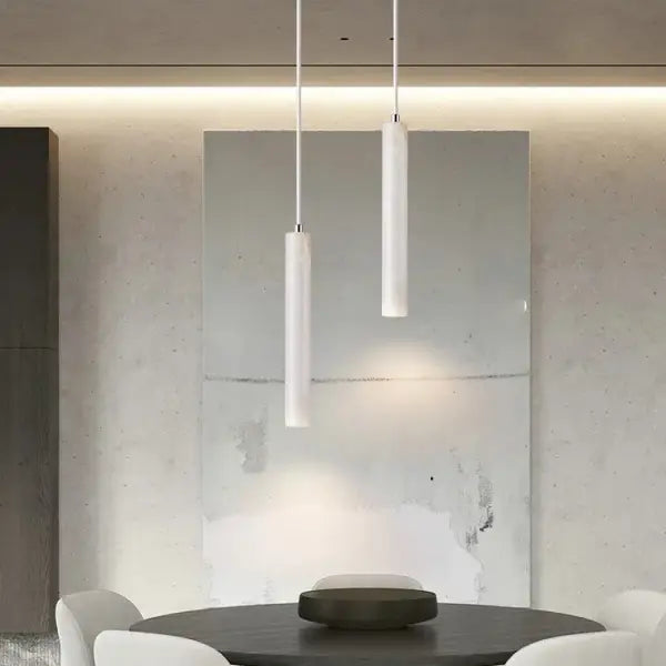 Led Pendant Lamp Long Tube Wood Ceiling Lamp Japan Style Quiet Wind Bedroom Bedside Chandelier Retro Modern travertine