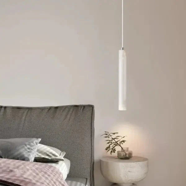 Led Pendant Lamp Long Tube Wood Ceiling Lamp Japan Style Quiet Wind Bedroom Bedside Chandelier Retro Modern travertine