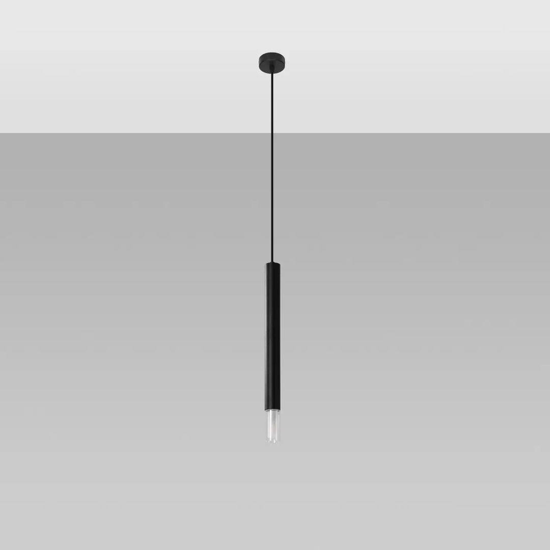 Suspension Luminaire noir éteinte, vue rapprochée