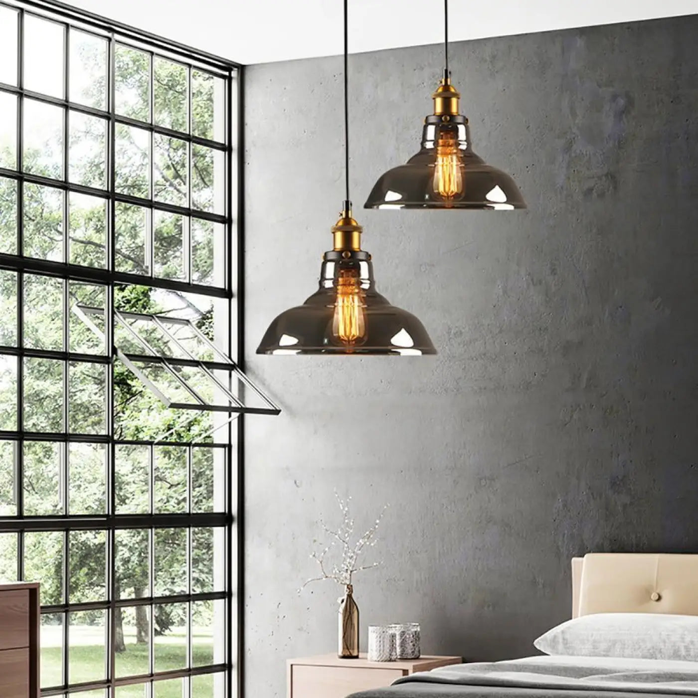 Suspension à 3 lumières avec verre fumé - Lovi
