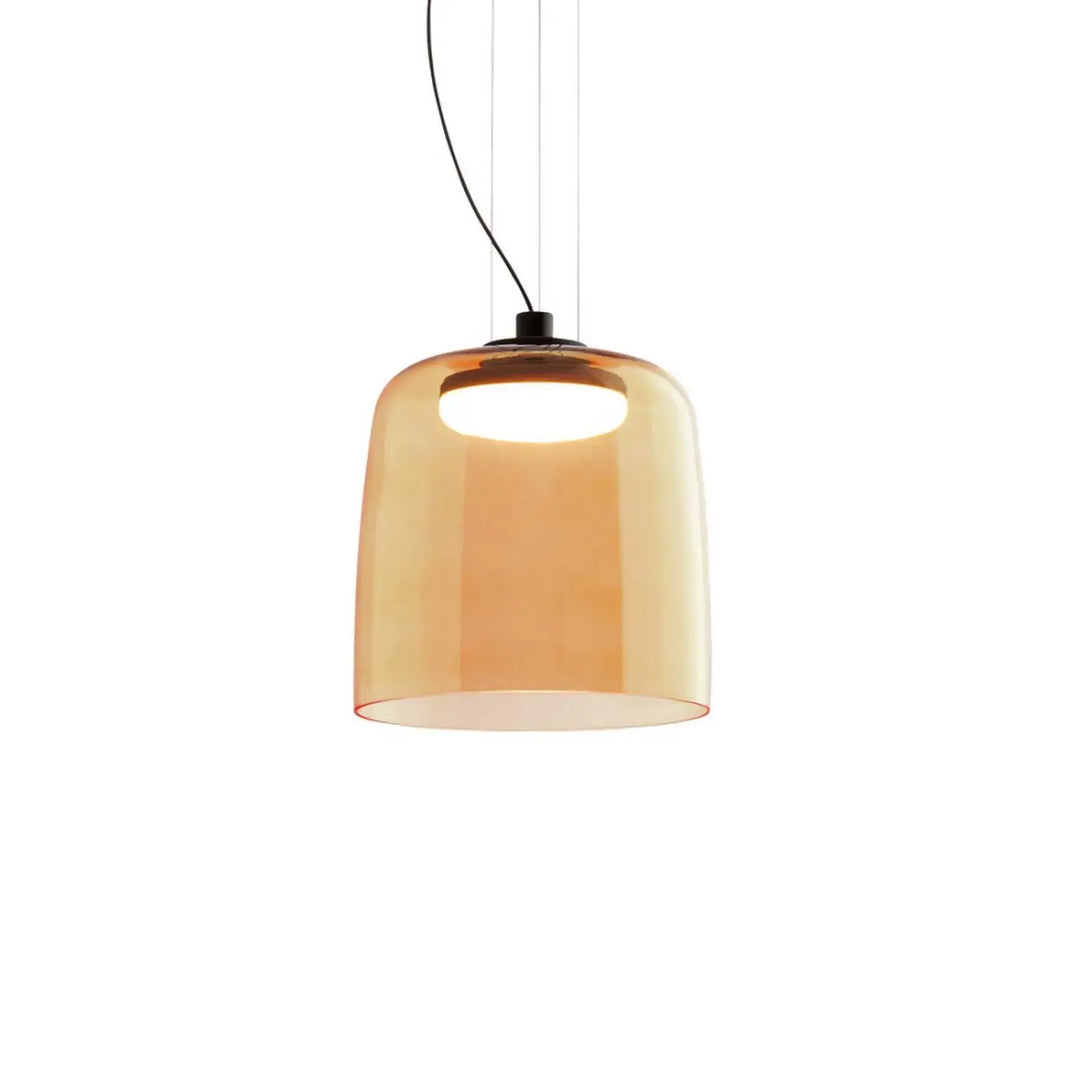Suspension Levels 1 en verre ambré sous un corps noir #couleur_orange
