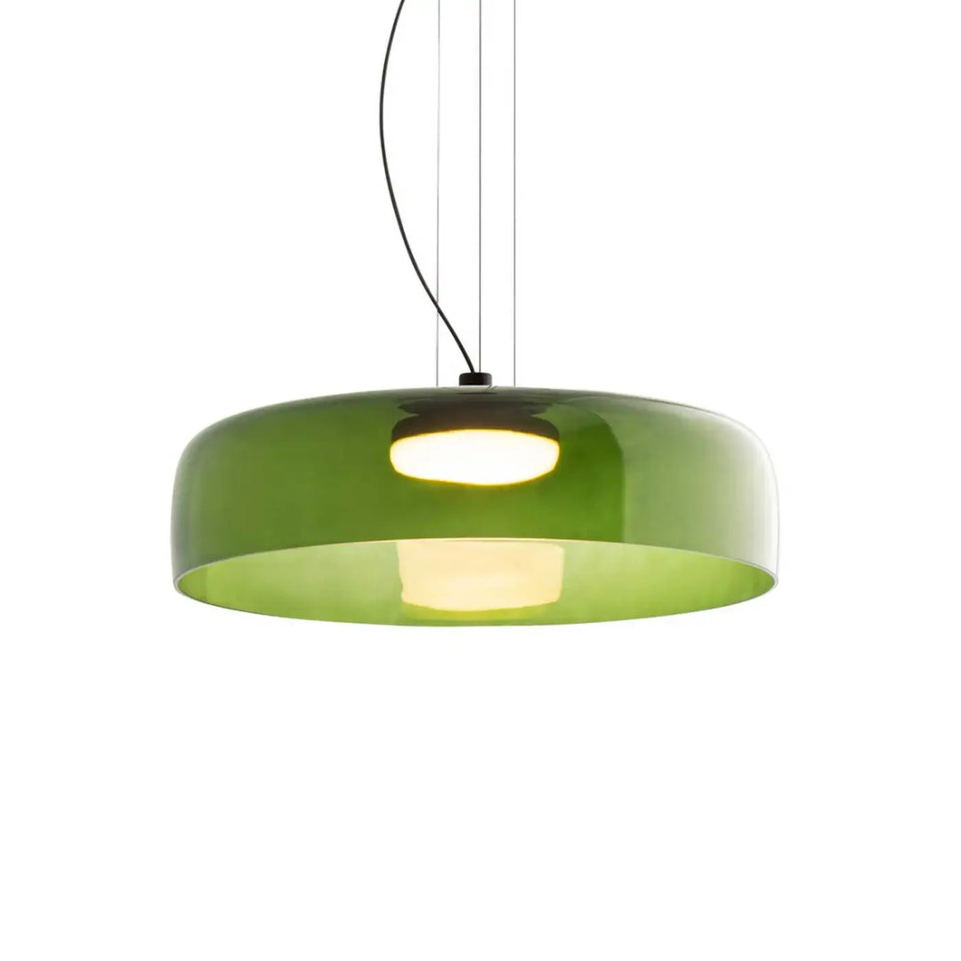 Suspension Levels 1 en verre vert et corps noir #couleur_vert