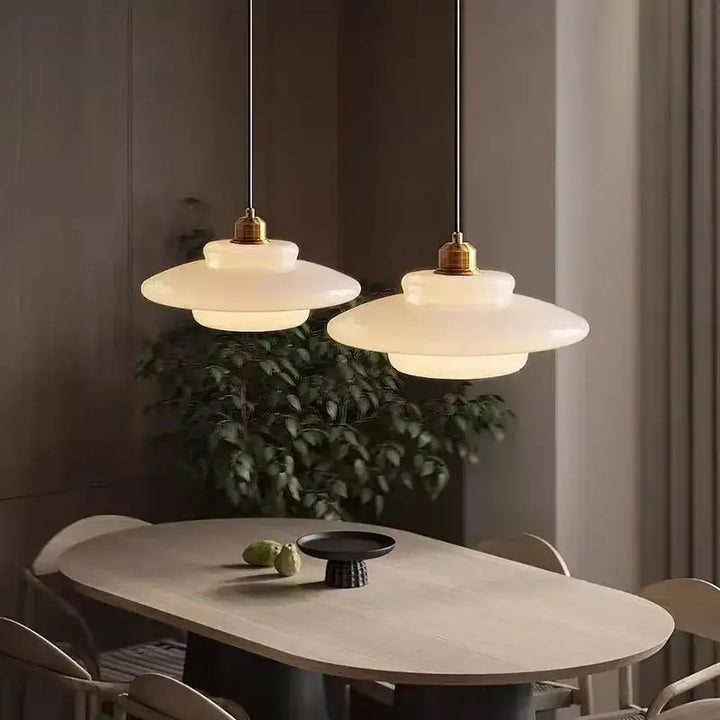 Suspension Verre Opalin Style Scandinave À Étages Rétro

