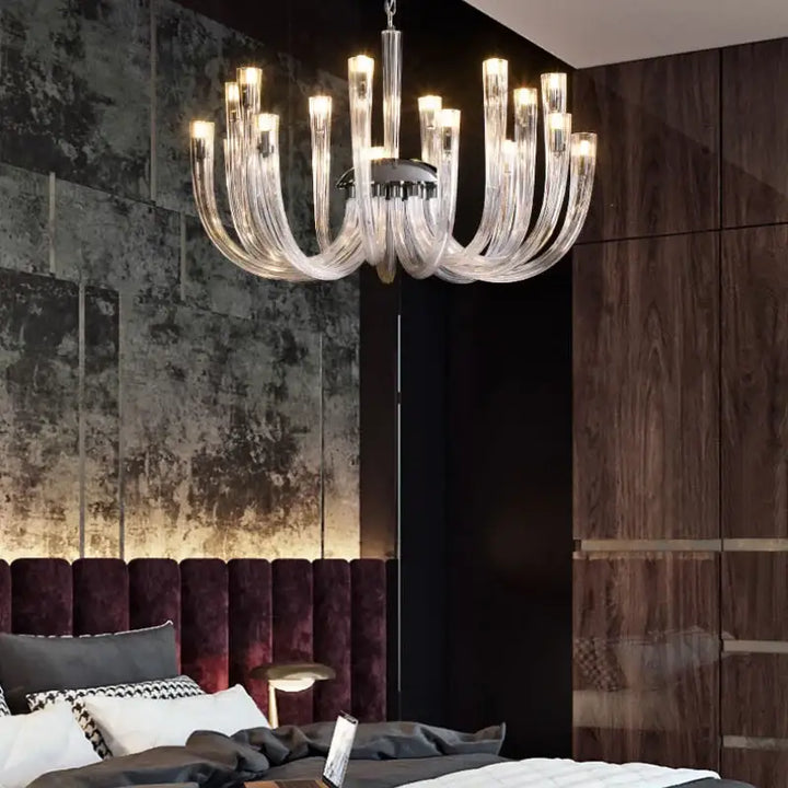 Suspension verre transparent et métal chic et raffinée