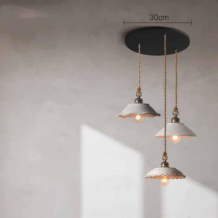 Suspension Vintage Blanche Bord Bleu Style Rétro Champêtre