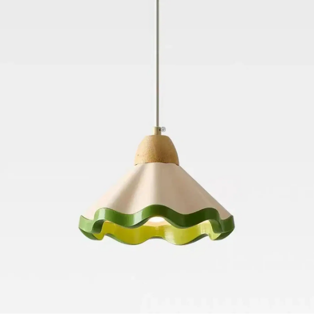 Suspension vintage ondulée style original vert beige chic