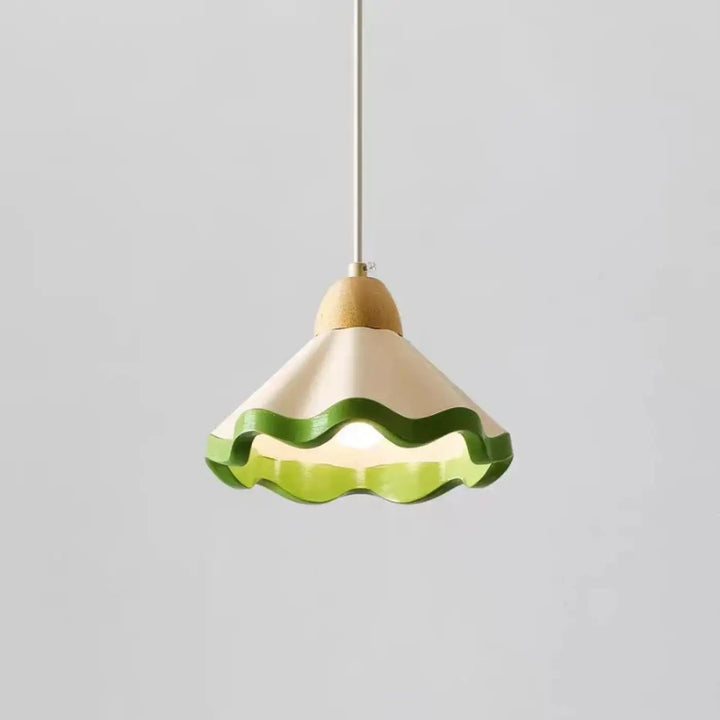 Suspension vintage ondulée style original vert beige chic