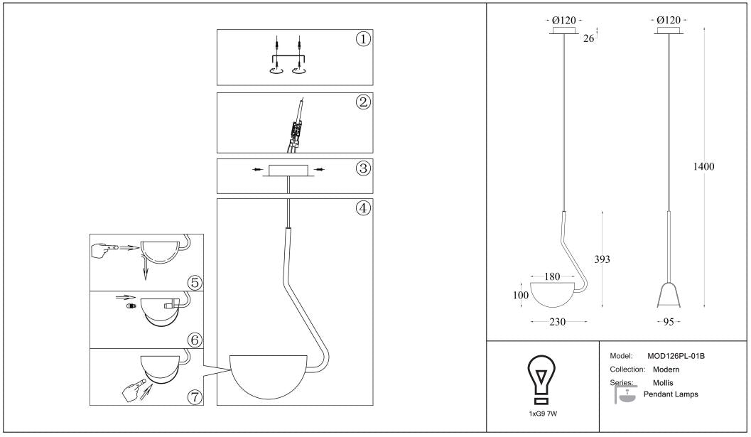 Schéma d'installation du luminaire