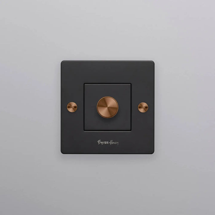 Variateur Dimmer à gravure quadrillée noir et orange #couleur_noir-orange