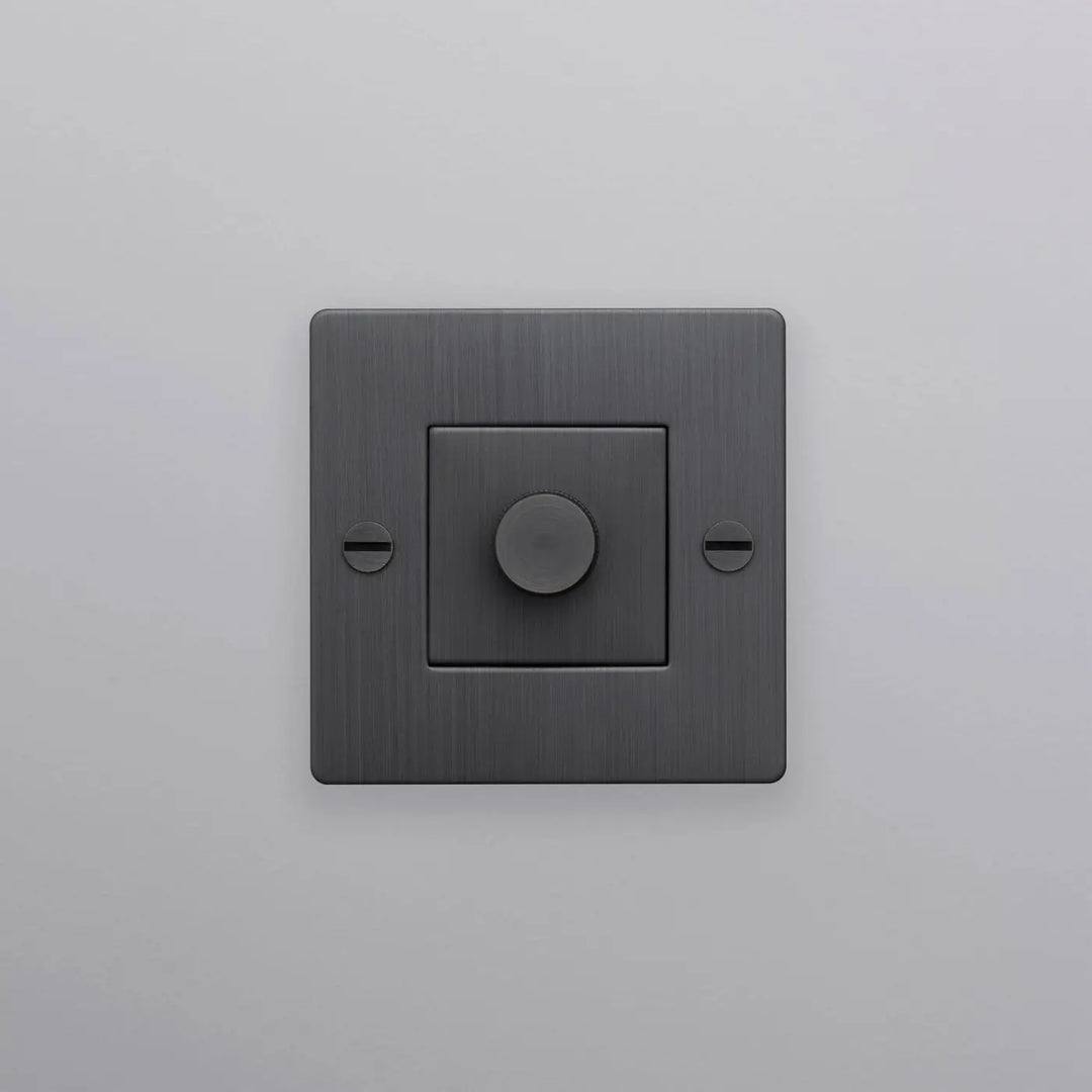 Variateur Dimmer à gravure quadrillée en bronze fumé sans logo #couleur_gris