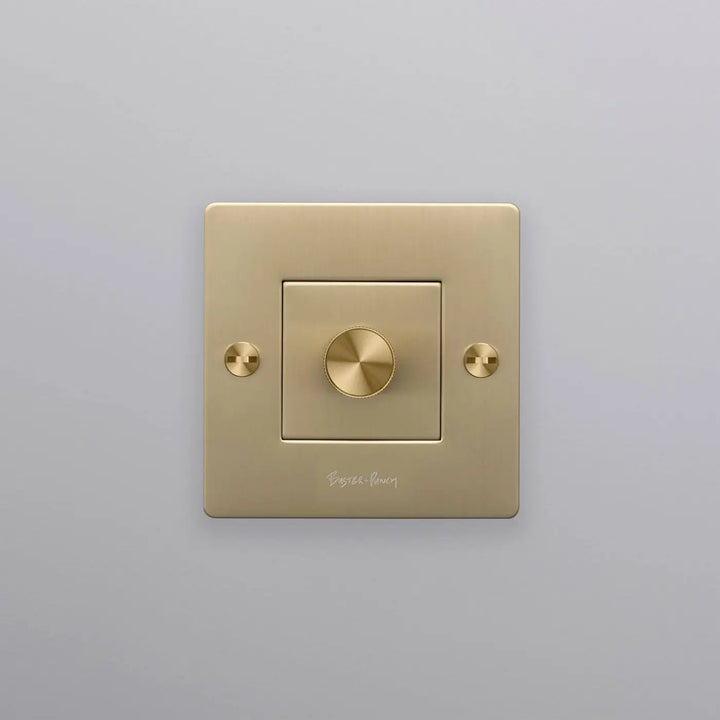Variateur Dimmer à gravure quadrillée en laiton avec logo #couleur_dor