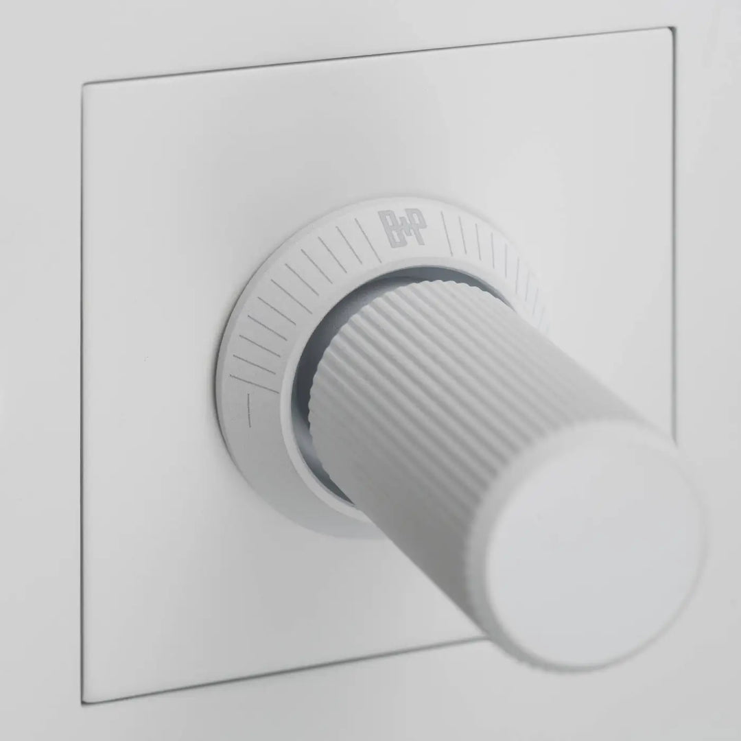 Détail du variateur Dimmer à gravure alignée blanc #couleur_blanc