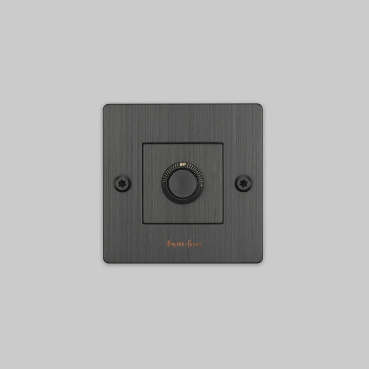Variateur Dimmer à gravure alignée bronze fumé avec logo #couleur_gris