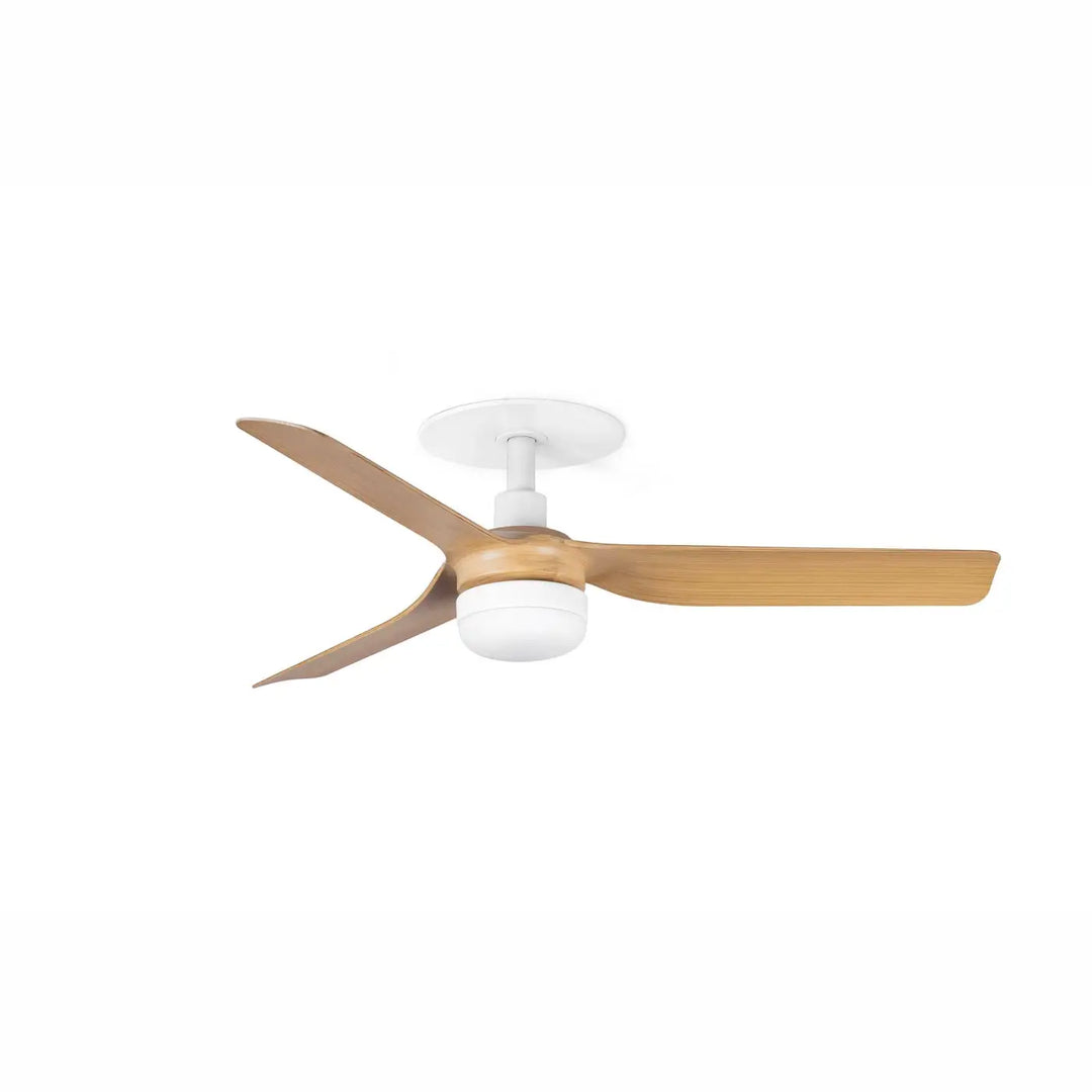Ventilateur encastré Mini Punt Recessed blanc aux pales érable avec lumière LED